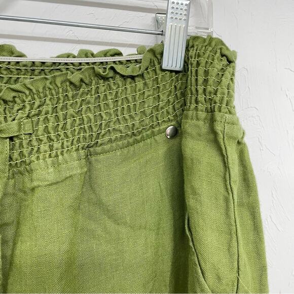 Guess Green Linen Drawstring Casual Pants Womens S Straight Leg Pull On Stretch - Picture 6 of 12